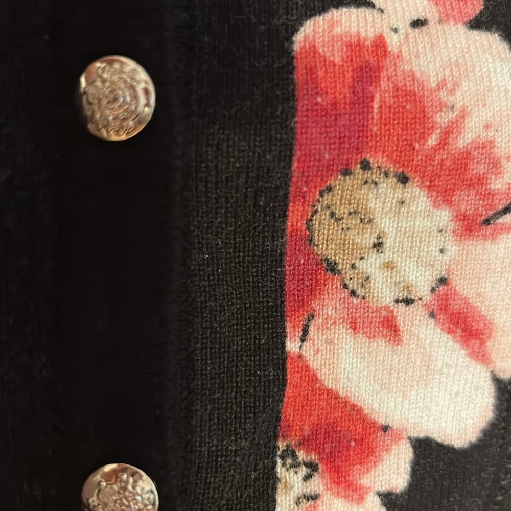 White House Black Market Black Floral Cardigan - Picture 4 of 7